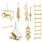 Parrot Toy Set Wood Color Combination Set Parrot Play Bite Toy Colorful Bead Swing Ladder Climbing Bird Supplies