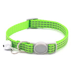Reflective Breakaway Cat Collars Bells Adjustable Nylon Cotton Padded Striped Collars for Small Cats/Dogs 5 Bright Colors