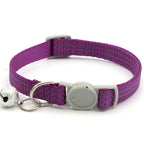 Reflective Breakaway Cat Collars Bells Adjustable Nylon Cotton Padded Striped Collars for Small Cats/Dogs 5 Bright Colors
