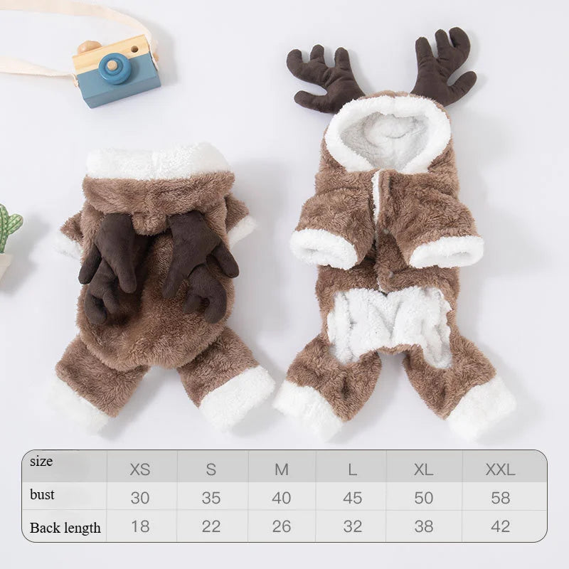 Autumn and Winter Warm Thick Coral Fleece Dog Clothes – Animal Pattern Puppy Pet Costume for Teddy Corgi Cats