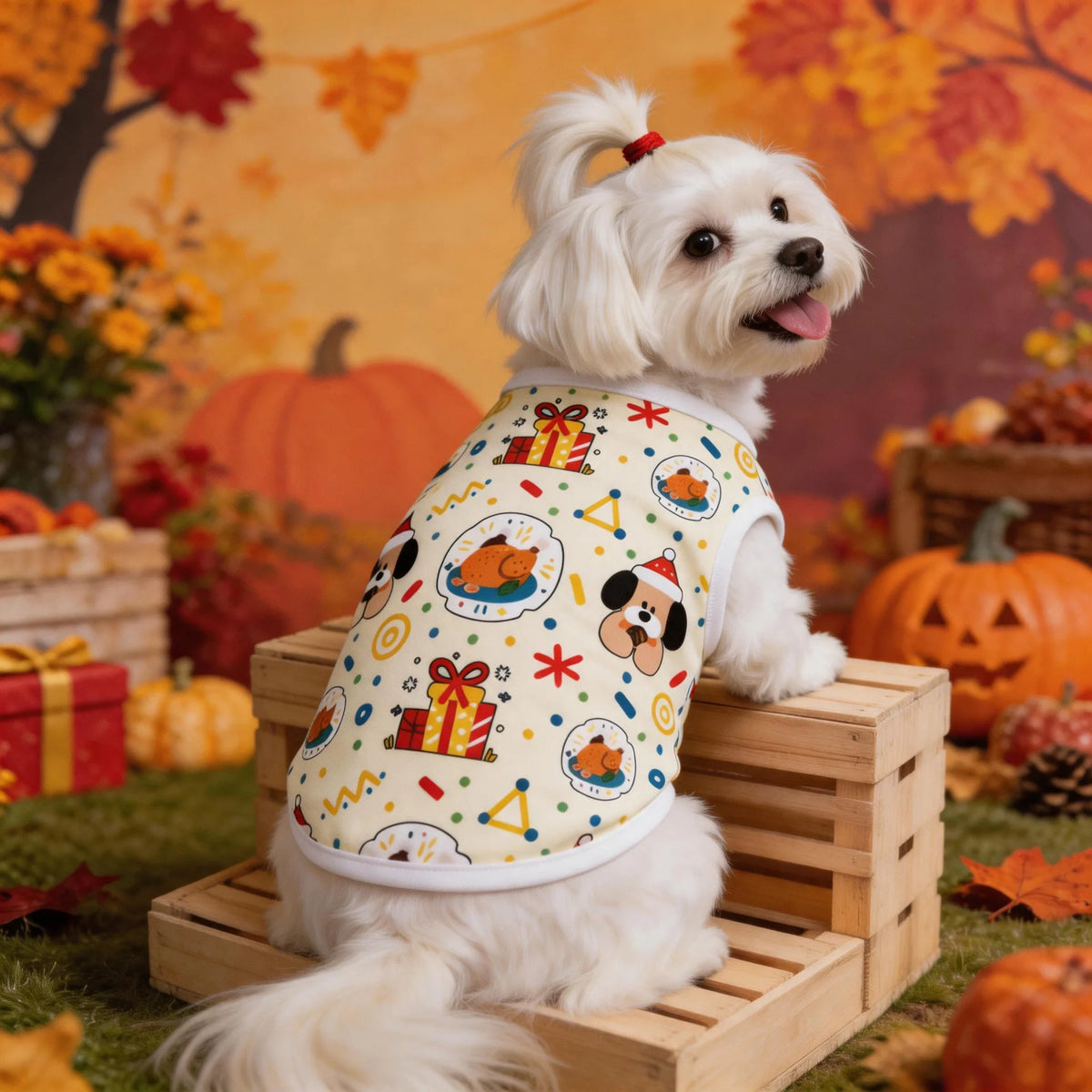 Small dog pet clothing Teddy bear dog summer vest Thanksgiving multi-color anti-shedding pet clothes
