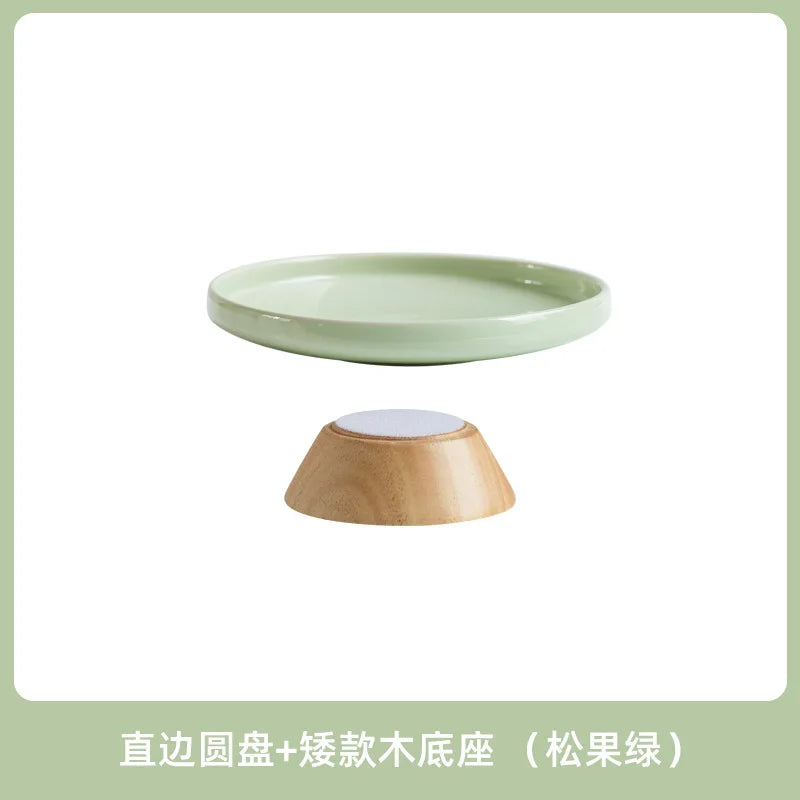 Ceramic High Low Foot Anti Rollover cat Food Freeze-drying Comfortable Cervical Spine Pet Convenient Dining Plate Puppy Bowl