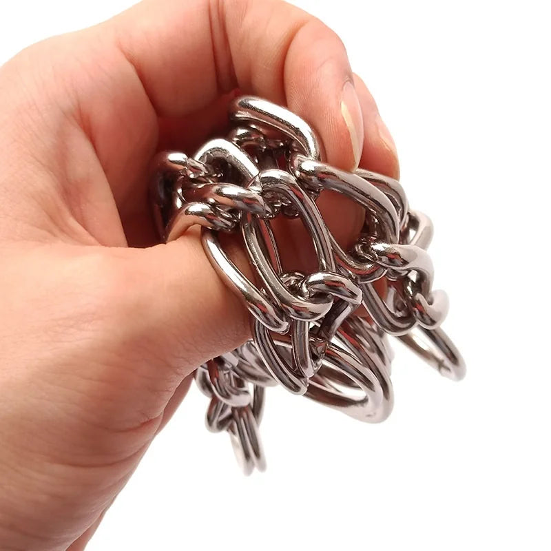 Three Ring Half P Chain Iron Durable Stainless Steel Silver Martingale Dog Collar Chain Rivet Solid Triangle Pattern Solid