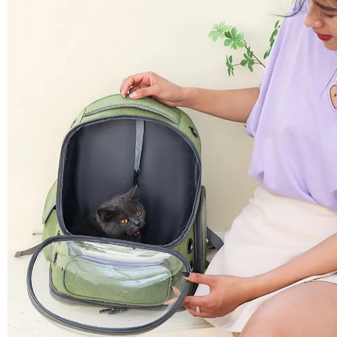 Portable Eco-friendly Oxford Zipper Space Capsule Backpack Transparent Cover Dual Shoulder Pet Bag Outdoor