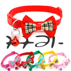 Adjustable Bowknot Pet Collar Polyester Buckle Closure with Bell Solid Color for Cats Small Pets
