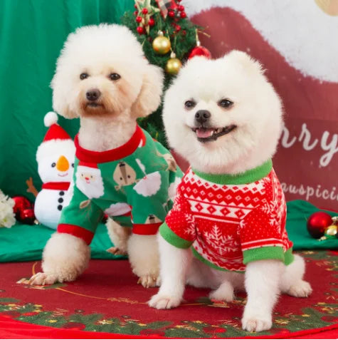 Christmas Dog Sweatshirt Fleece Warm Pet Clothes Printed Holiday Puppy Outfit Soft Winter Apparel For Small Medium Dogs