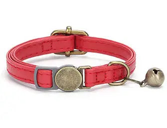 Durable PU Leather Solid Personalized Buckle Breakaway Cat Collar With Bell Soft for Dogs and Cats Multiple Colors