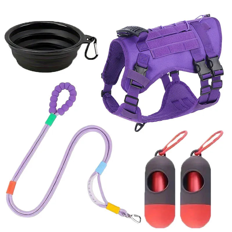 Large Pet Towing Rope Outdoor Towing Harness Explosion Proof Punching Handle Chest Harness Adjustable Mesh Size