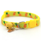 Digital Print Fruit Themed Pet Cat Collar Printed Fruit Pendant Bell Adjustable Buckle Collar for Cats and Small Dogs