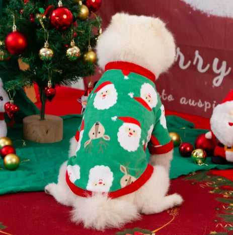 Christmas Dog Sweatshirt Fleece Warm Pet Clothes Printed Holiday Puppy Outfit Soft Winter Apparel For Small Medium Dogs