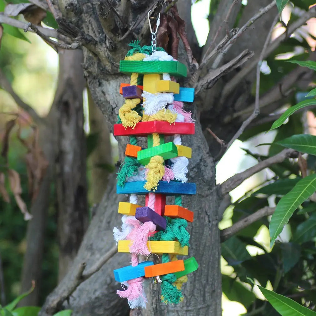 Bird Toys Large Medium-sized Diamond Gray Parrot Banana apple Skewers Gnawing Toys Wooden Colored Toys Bird Supplies