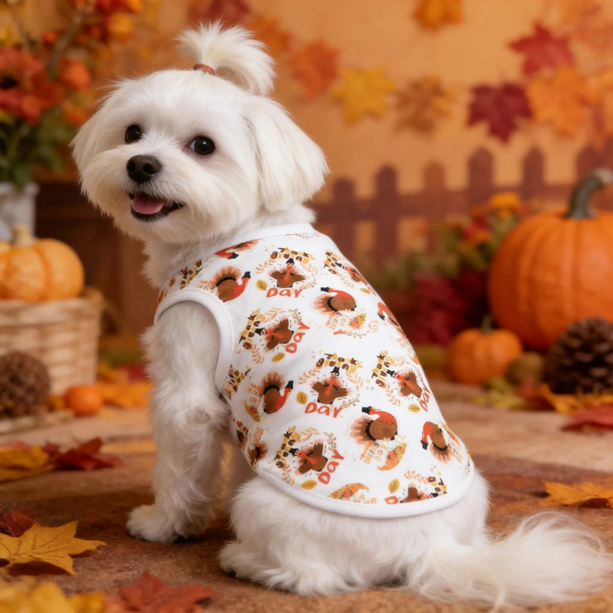 Small dog pet clothing Teddy bear dog summer vest Thanksgiving multi-color anti-shedding pet clothes