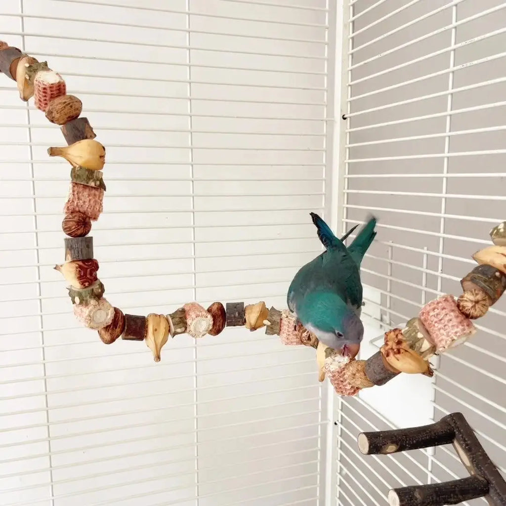 Parrot Prickly Ash Wood Nuts Chew Toys Original Wooden Block Gnawing Skewer Climbing Ladder Grinding Beak Bird Toy