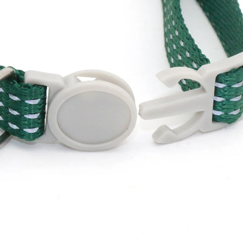 Reflective Breakaway Cat Collars Bells Adjustable Nylon Cotton Padded Striped Collars for Small Cats/Dogs 5 Bright Colors