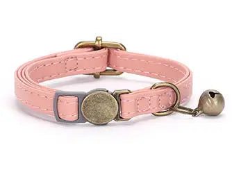Durable PU Leather Solid Personalized Buckle Breakaway Cat Collar With Bell Soft for Dogs and Cats Multiple Colors