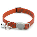 Reflective Breakaway Cat Collars Bells Adjustable Nylon Cotton Padded Striped Collars for Small Cats/Dogs 5 Bright Colors