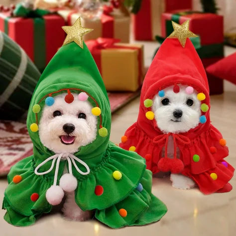 Luxury Christmas Pet Dog Cape Cute Festival Puppy Costume Soft Fabric Eco-Friendly Holiday Party Outfit for Small Medium Dogs