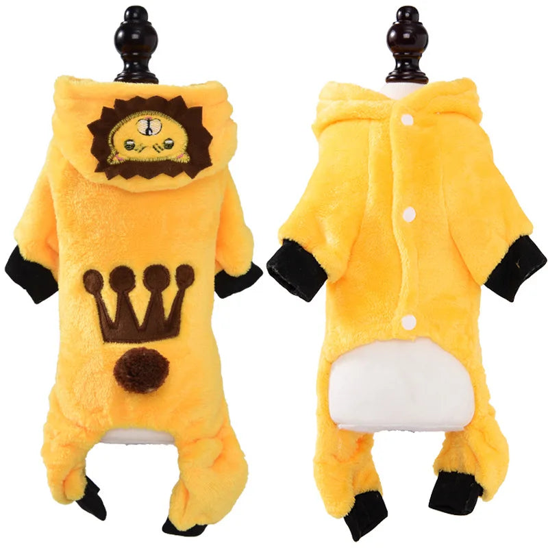 Autumn and Winter Warm Thick Coral Fleece Dog Clothes – Animal Pattern Puppy Pet Costume for Teddy Corgi Cats