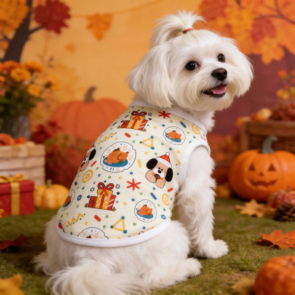 Small dog pet clothing Teddy bear dog summer vest Thanksgiving multi-color anti-shedding pet clothes