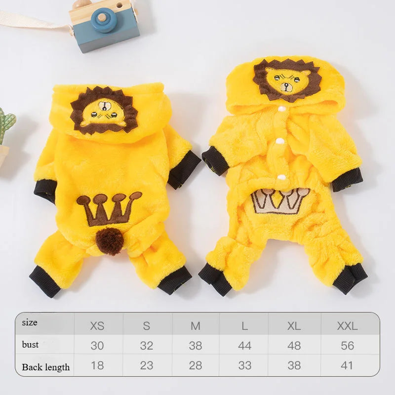 Autumn and Winter Warm Thick Coral Fleece Dog Clothes – Animal Pattern Puppy Pet Costume for Teddy Corgi Cats