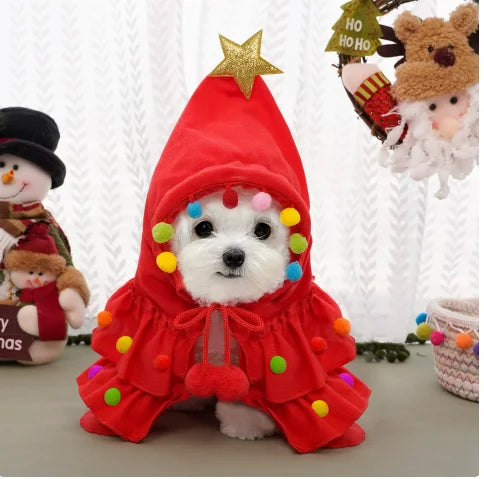 Luxury Christmas Pet Dog Cape Cute Festival Puppy Costume Soft Fabric Eco-Friendly Holiday Party Outfit for Small Medium Dogs