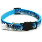 Cat Head Pet Collar with Bell Glitter Bell Adjustable Buckle Snap-Clasp Color Neck Strap for Small Cats
